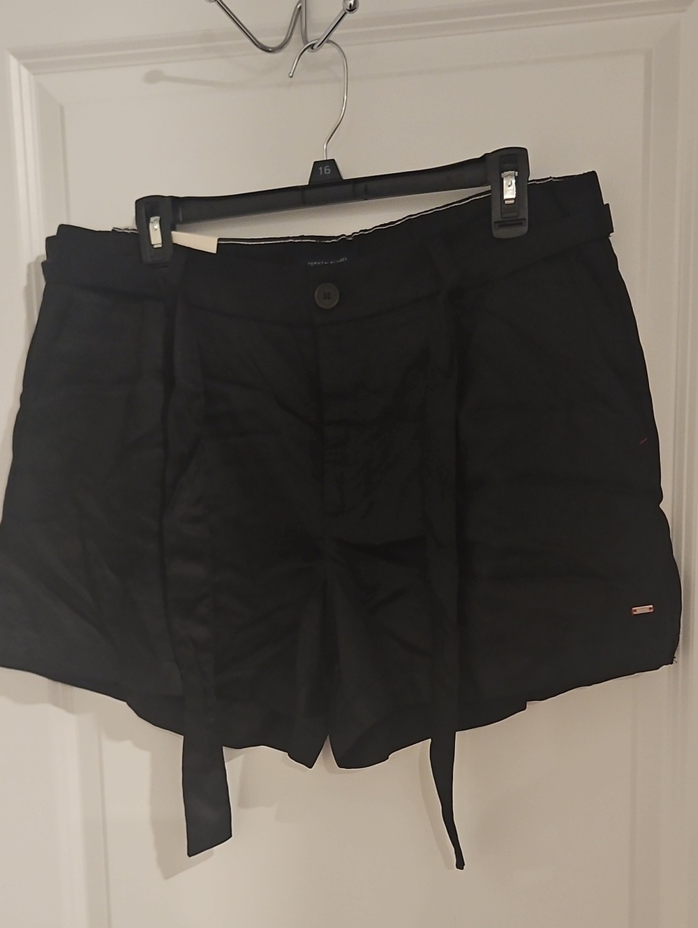 Tommy Hilfiger Black Tie-Waist Women's Shorts